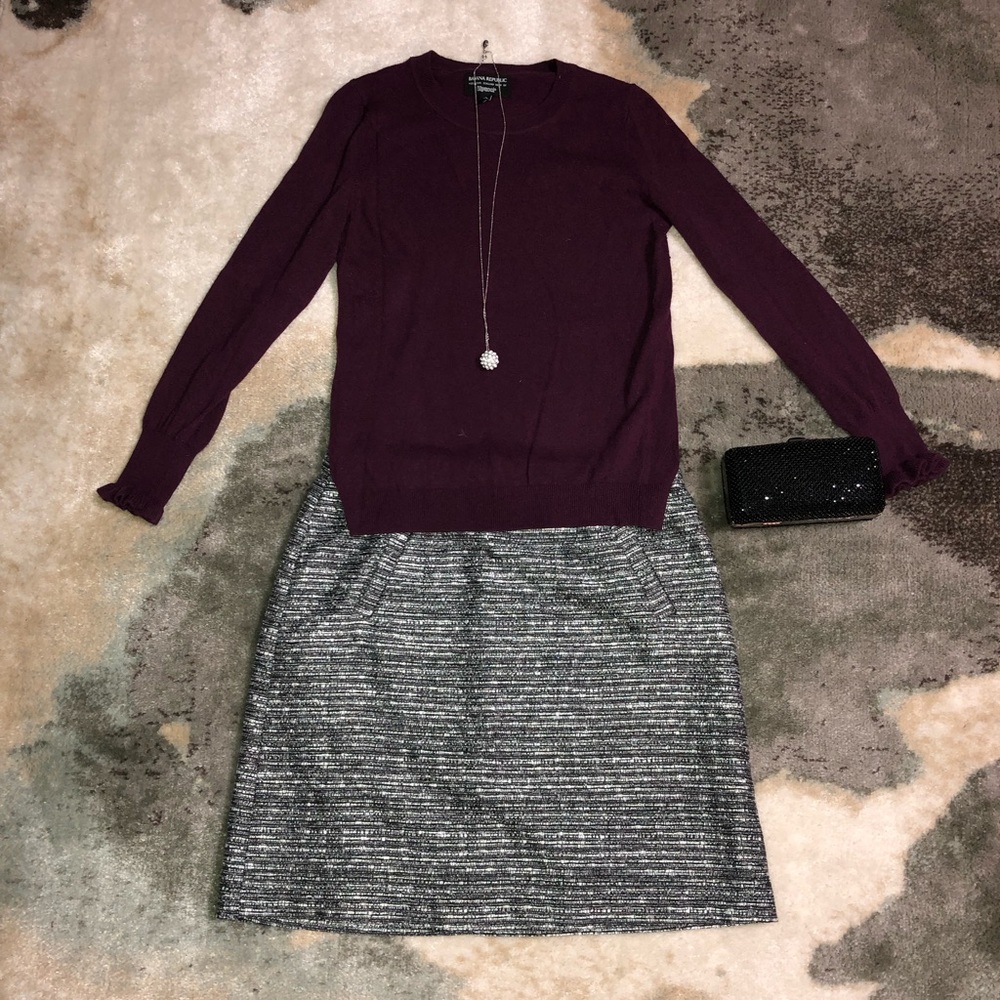 Burgundy Banana Republic sweater w/ flutter detail